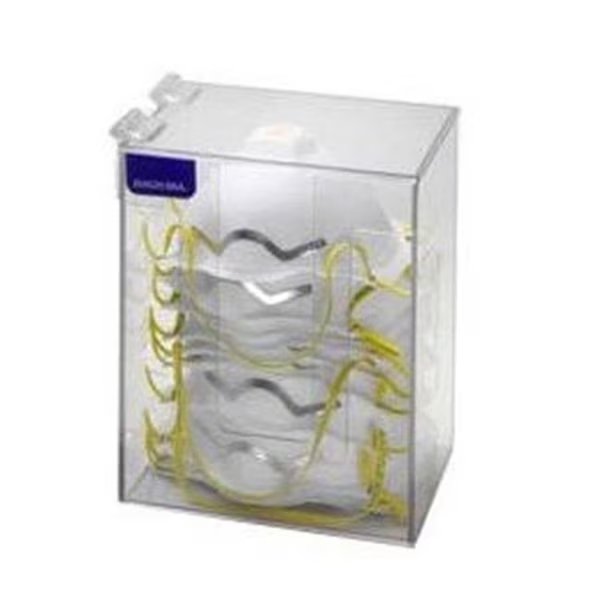 RackEm Racks 5155 Long Dust Mask Dispenser with Lid - Clear Plastic, Rack’Em Racks, Mfr#: 5155