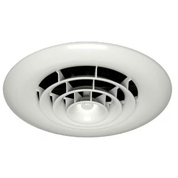 Havaco Quick Connect HT-G6B-R1D White Round Ceiling Diffuser and 6 in. Boot with Rotary Damper, Havaco Quick Connect, Mfr#: HT-G6B-R1D