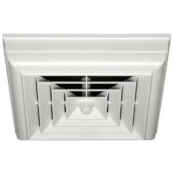 Havaco Quick Connect HT-CCGRB-S1D White Square Capital Crown Ceiling Diffuser 8-7-6 in. Boot & Rotary Damper, Havaco Quick Connect, Mfr#: HT-CCGRB-S1D