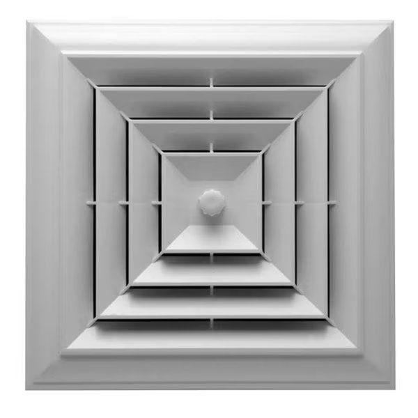 Havaco Quick Connect HT-CCGRB-S1 White Square Capital Crown Ceiling Diffuser with 8-7-6 in. Reducing Boot, Havaco Quick Connect, Mfr#: HT-CCGRB-S1