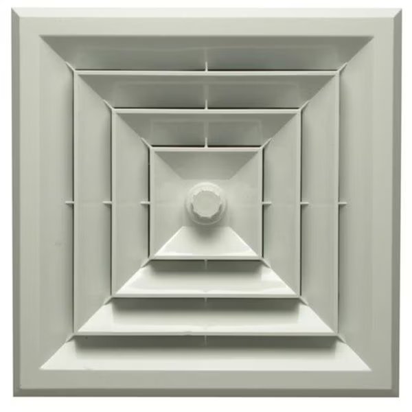 Havaco Quick Connect HT-GB-S1BD White Square Ceiling Diffuser with 8 in. Boot and Butterfly Damper, Havaco Quick Connect, Mfr#: HT-GB-S1BD