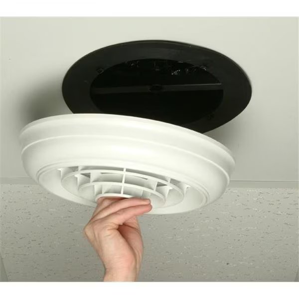 Havaco Quick Connect HT-CCGB-R1BD White Round Capital Crown Ceiling Diffuser 8 in. Boot & Butterfly Damper, Havaco Quick Connect, Mfr#: HT-CCGB-R1BD