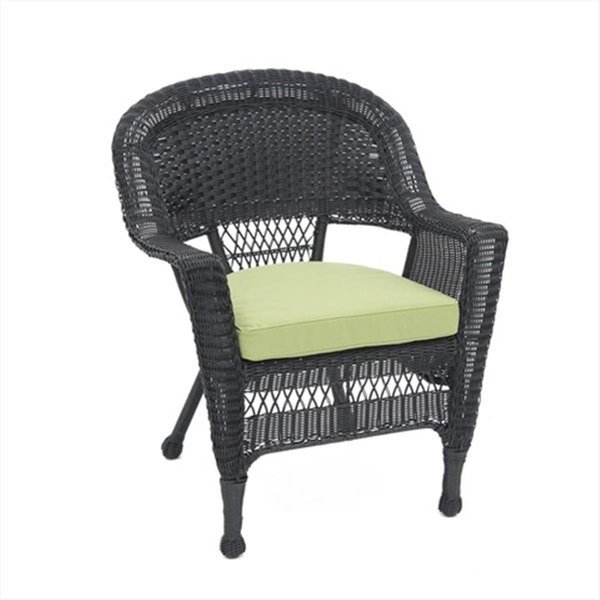 Black Wicker Chair With Green Cushion, Propation, Mfr#: PR782297