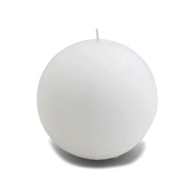 Zest Candle CBZ-025 4 in. White Ball Candles -2pc-Box, Zest Candle, Mfr#: CBZ-025
