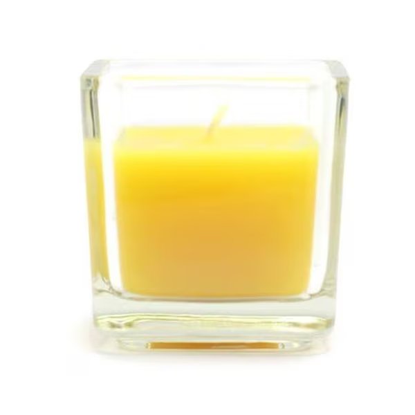 Zest Candle CVC-041 Yellow Citronella Square Glass Votive Candles -12pc-Box, Zest Candle, Mfr#: CVC-041