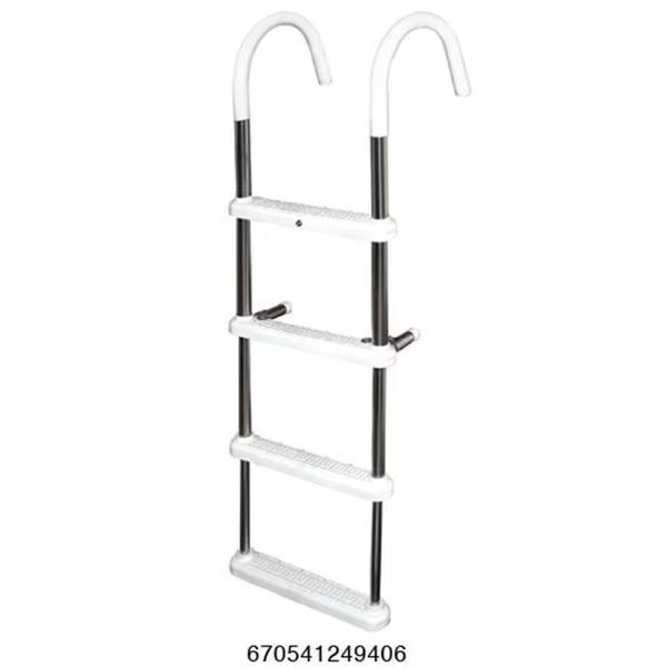 JIF Marine DMT4-11 4 Step Gunwale 11 in. Hook Boat Ladder - Stainless Steel, Jif Marine, Mfr#: DMT4-11
