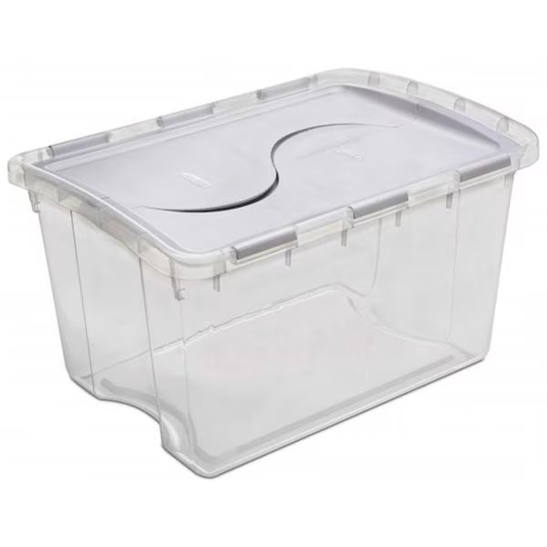 48 Quart Clear Hinged Lid Storage Box   - Pack of 6, Dwellingdesigns, Mfr#: DW906465