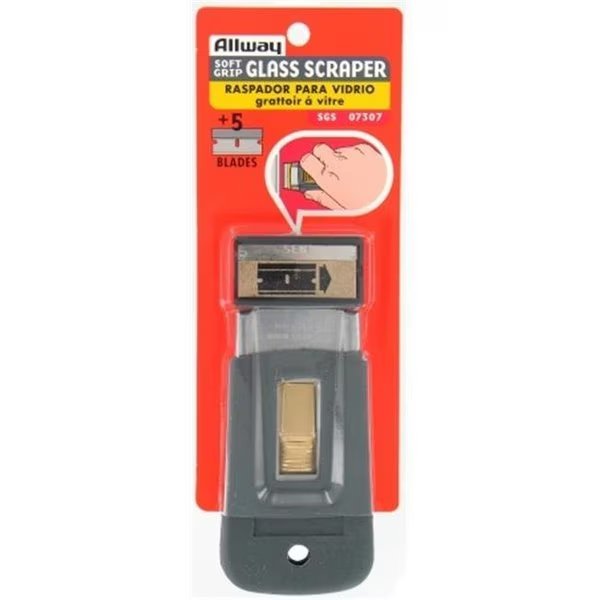 Allway Tools Soft Grip Safety Glass Scraper With 5 Blades  SGS, Allway, Mfr#: 37064073077