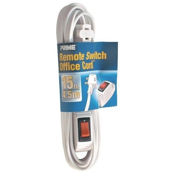 Prime EC870615 Remote Switch Extension Cord; White, Prime, Mfr#: EC870615