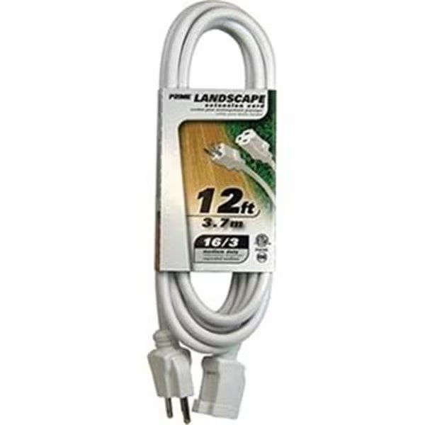 Prime EC883612 White Landscape Extension Cord; 12 ft., Prime, Mfr#: EC883612