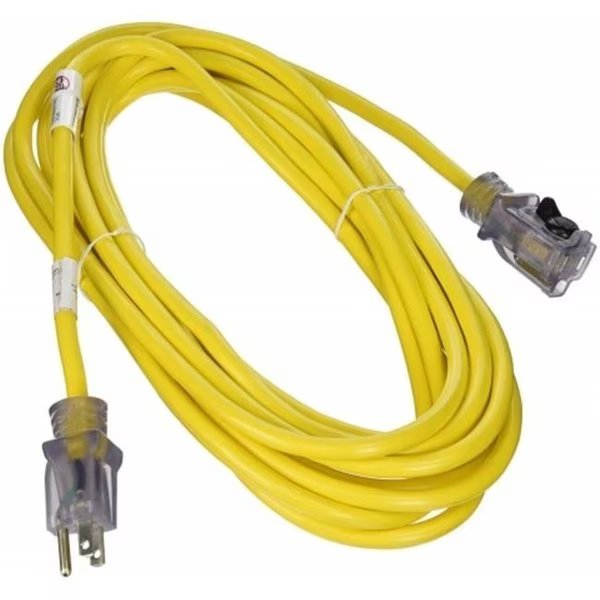 Prime ECPL511725 Yellow Outdoor Jobsite Locking Extension Cord; 25 ft., Prime, Mfr#: ECPL511725