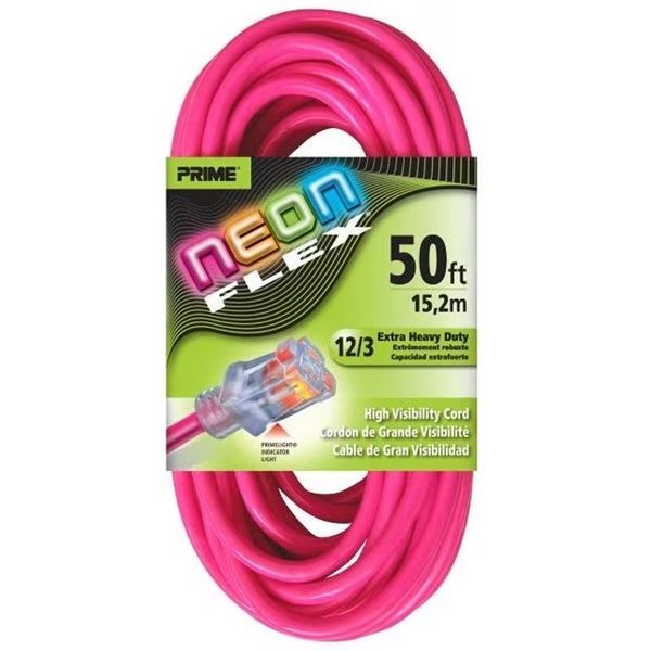 Prime NS513830 Neon Pink Flex Extension Cord; 50 ft., Prime, Mfr#: NS513830