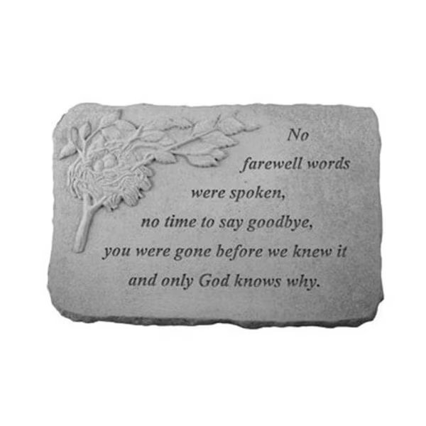 Kay Berry 07516 No Farewell Words Memorial Stone; Birds Nest, Kay Berry, Mfr#: 7516