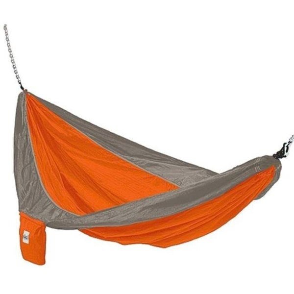 Kings Pond Enterprises 10204-KP Hammaka Parachute Silk Lightweight Portable Double Hammock - Orange & Grey, Kings Pond Enterprises, Mfr#: 10204-KP