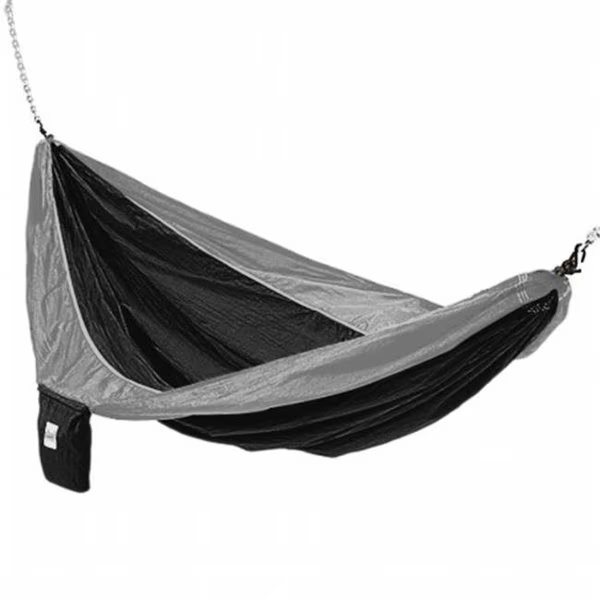 Kings Pond Enterprises 10208-KP Hammaka Parachute Silk Lightweight Portable Double Hammock - Black & Grey, Kings Pond Enterprises, Mfr#: 10208-KP