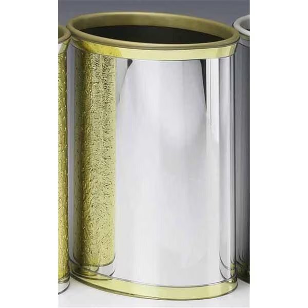Mylar Polished Chrome and Brass Waste Basket, Tool, Mfr#: TO6017