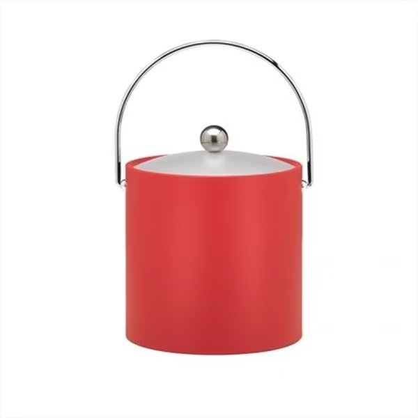 B.C. Red 3 Quart Ice Bucket- Chrome Bale Handle- Chrome Flat Knob- Frosted Vinyl Lid, Sharptools, Mfr#: SH344888