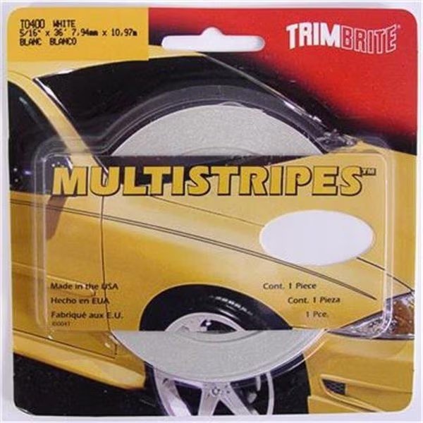TRIMBRITE T0400 Pinstripe Tape; White; 0.25 In. X 36 Ft., Trimbrite, Mfr#: T18-T0400