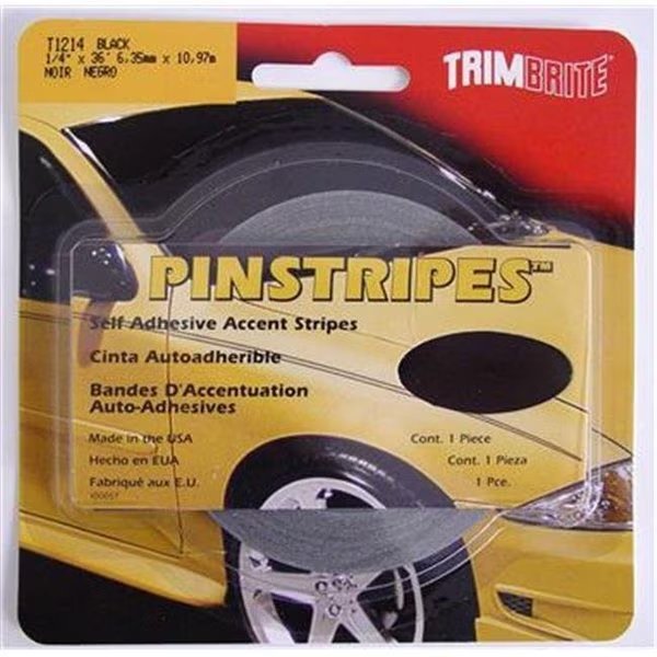 TRIMBRITE T1214 Pinstripe Tape; Black; 0.25 In. X 36 Ft., Trimbrite, Mfr#: T18-T1214