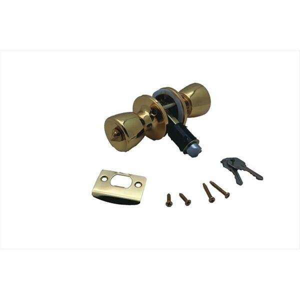 Entrance Knob Lock Set Polished Brass, Strike3, Mfr#: ST355076