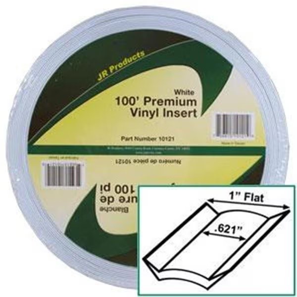 JR PRODUCTS 10121 Exterior Hardware RV 1 in. x 100 ft. Vinyl Insert White, Jr Products, Mfr#: J45-10121