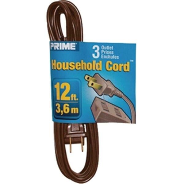EC670612 12 ft. 16 - 02 - 15 Spt-2 Brown 3-Outlet Household Extension Cord, Prime, Mfr#: 54732100408