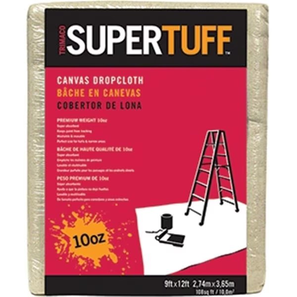 51121 9 x 12 ft 10 oz Super Tuff Canvas Drop Cloth, Trimaco, Mfr#: 047034511218