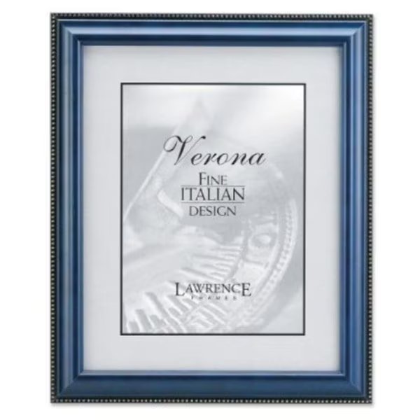 Blue Wood 4x6 Picture Frame - Gold Bead Design, Lawrence Frames, Mfr#: LA328033