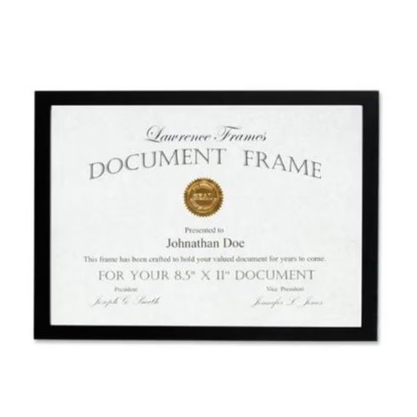 Lawrence Frames 755581 Lawrence Frames 8.5x11 Black Wood Certificate Picture Frame - Gallery Collection, Lawrence Frames, Mfr#: 755581