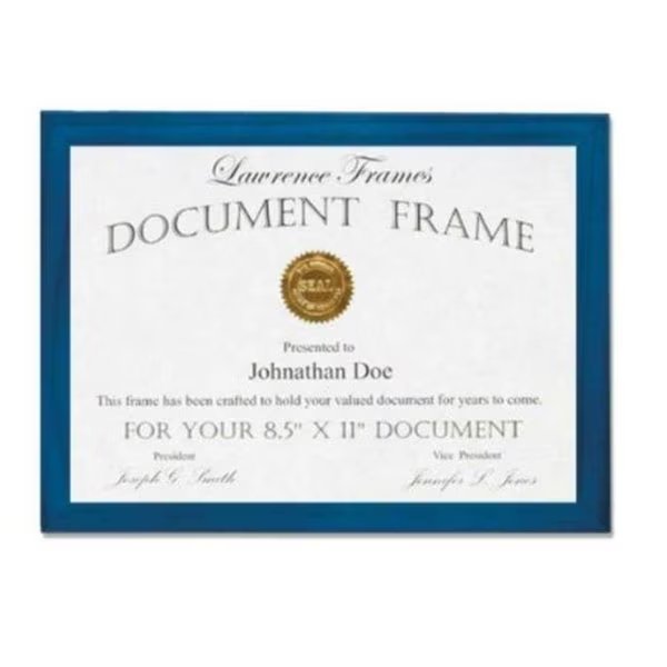 Lawrence Frames 755781 Lawrence Frames 8.5x11 Blue Wood Certificate Picture Frame - Gallery Collection, Lawrence Frames, Mfr#: 755781