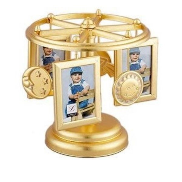 Wind Up Musical Carousel Picture Frame - Gold Sun Moon and Stars Design - Holds 6 2x3 Photos, Blueprints, Mfr#: BL92430