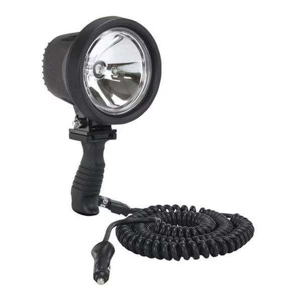 Larson Electronics HUL-18-12V-S-16CPCC 12 - 24V DC 6 Million Candlepower Spotlight with Handle; 12 & 6 ft. Coil Cord with Cigarette Plug - Spot, Larson Electronics, Mfr#: HUL-18-12V-S-16CPCC