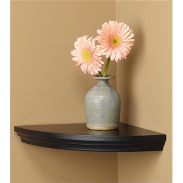 Amore Designs VIL1212BK Wood Shelving Villages Black Corner Shelf, Amore Designs, Mfr#: VIL1212BK