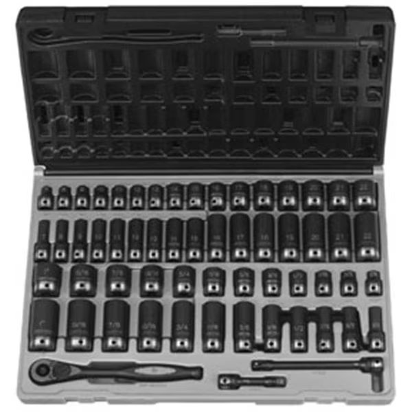 81259CRD 0.38 in. Drive 59pc Fract. And Metric Duo-Socket Set - 12 Pt., Light House Beauty, Mfr#: LI2613537