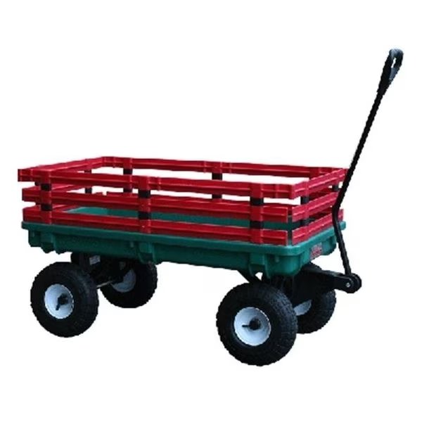 Millside Industries 04220 20 in. x 38 in. Plastic Deck Wagon with 4 in. x 10 in. Tires - Green, Millside Industries, Mfr#: 4220