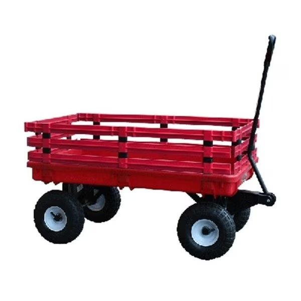Millside Industries 04795 20 in. x 38 in. Red Plastic Deck Wagon with 4 in. x 10 in. Tires, Millside Industries, Mfr#: 4795