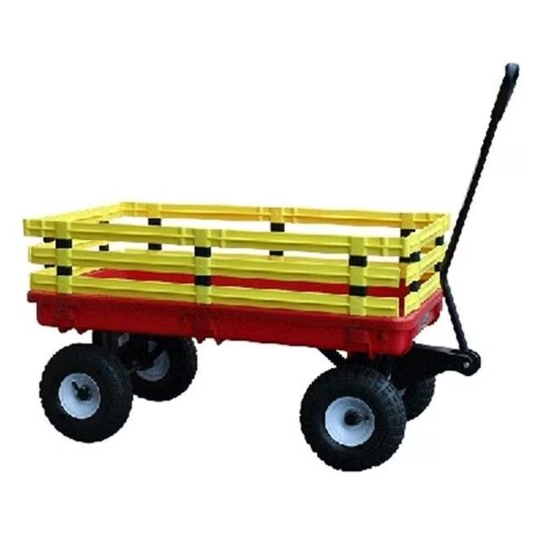 Millside Industries 04818 20 in. x 38 in. Red Plastic Deck Wagon with 4 in. x 10 in. Tires, Millside Industries, Mfr#: 4818
