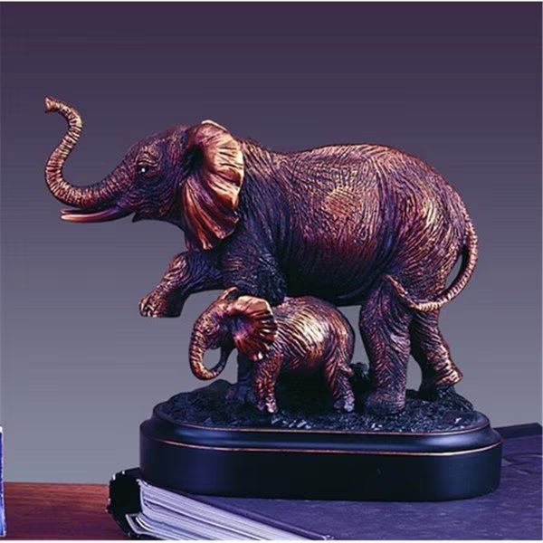 F Elephant Bronze Plated Resin Sculpture - 6 x 3 x 5 in., Dwellingdesigns, Mfr#: DW2619754