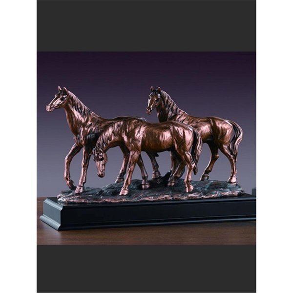 F Three Horses Grazing Bronze Plated Resin Sculpture, Dwellingdesigns, Mfr#: DW2619772
