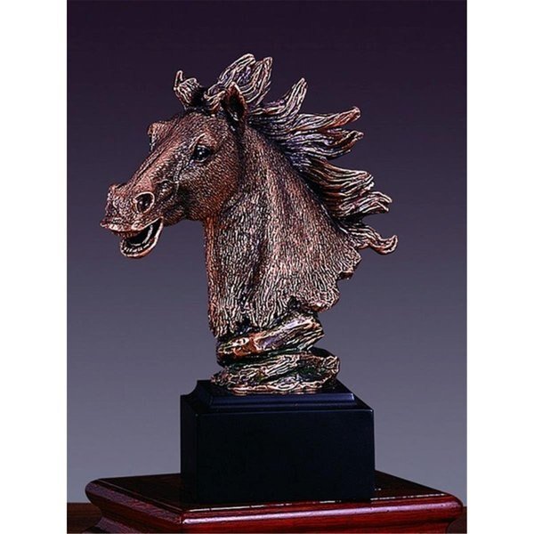 F Horse Head Bronze Plated Resin Sculpture - 5.5 x 3 x 7.5 in., Dwellingdesigns, Mfr#: DW2142214