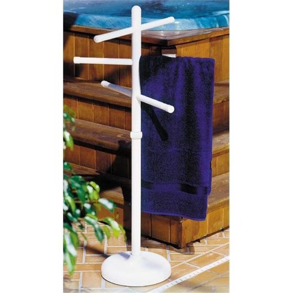 Outdoor Lamp company 402W Portable Outdoor 3 Bar Towel Tree - White, Outdoor Lamp Company, Mfr#: 401W