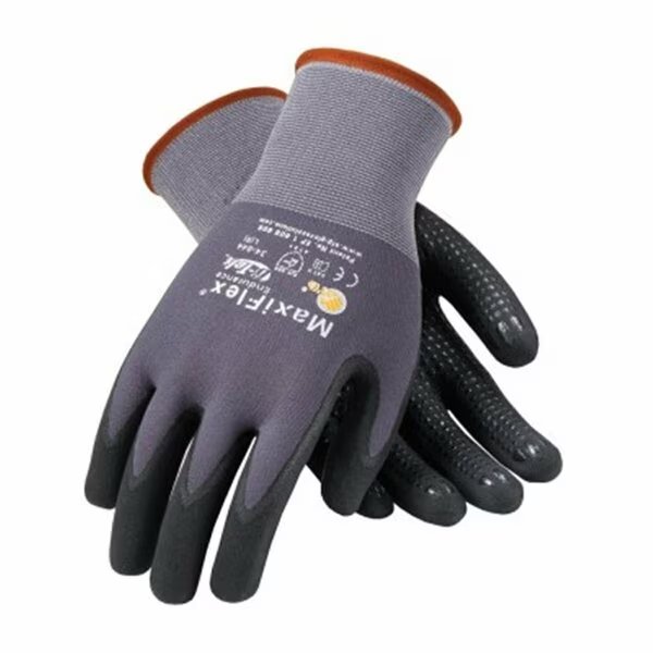 15G Gray Nylon Shell Black MicroFoam Nitrile Dot Glove Medium, Bouton, Mfr#: 112-34-844/M