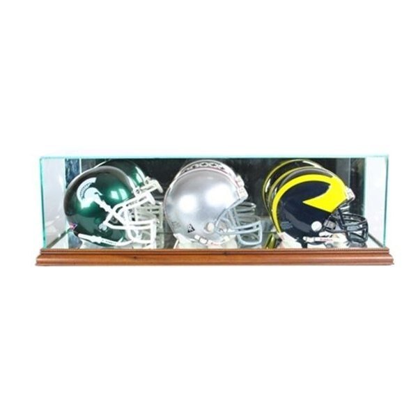Perfect Cases TRPMH-W Triple Mini Football Helmet Display Case; Walnut, Perfect Cases, Mfr#: TRPMH-W