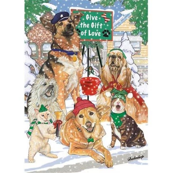 Pipsqueak Productions C520 Mix Dog With Cat Holiday Boxed Cards, Pipsqueak Productions, Mfr#: C520