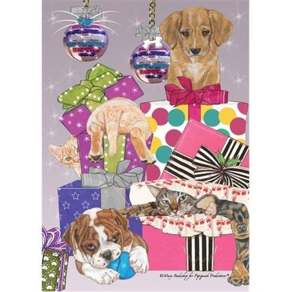 Pipsqueak Productions C533 Mix Dog With Cat Holiday Boxed Cards, Pipsqueak Productions, Mfr#: C533
