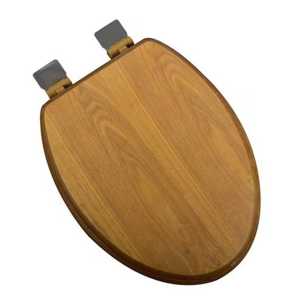 Plumbing Technologies 5F1E1-17BN Decorative Wood Elongated Toilet Seat with Brushed Nickel Hinges; Light Oak, Plumbing Technologies, Mfr#: 5F1E1-17BN