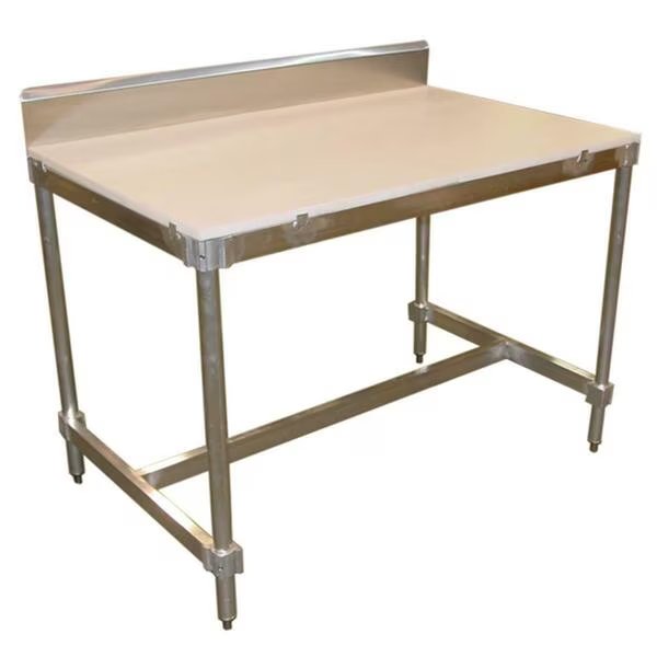 2 Piece Poly Top I-Frame Tables With Stainless Backsplash- 34 To 35.5 X 30 X 48 In., 2Pk, Prairie View Industries, Mfr#: AIFT303448-PTBS