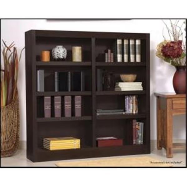 Concepts In Wood MI4848-E Double Wide Bookcase; Espresso Finish 8 Shelves, Concepts In Wood, Mfr#: MI4848-E