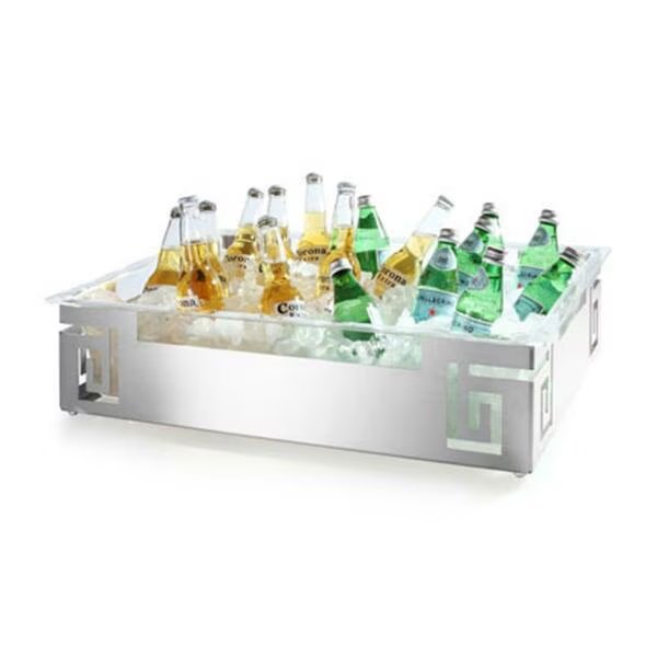 Large Spiral Style Rectangular Stainless Steel Ice Tub With Acrylic Insert, Rosseto Serving Solutions, Mfr#: SM213