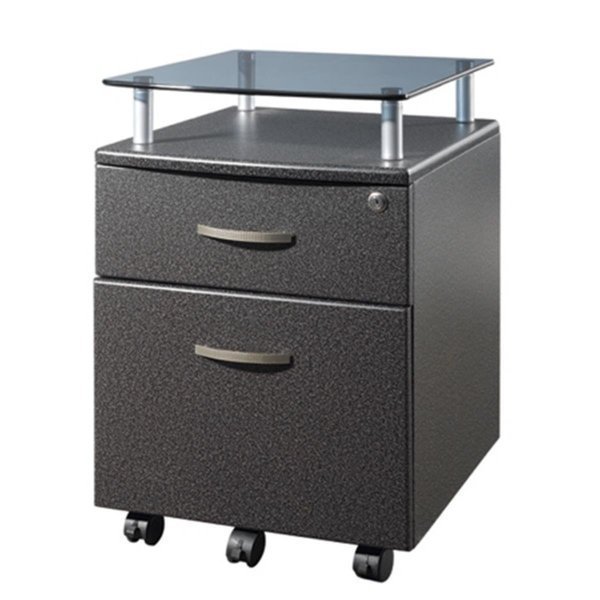Rolling Glass Top File Cabinet - Graphite, Back2Basics, Mfr#: BA121675